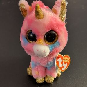 Ty Beanie Boos Fantasia Pink and Gold Unicorn Plush